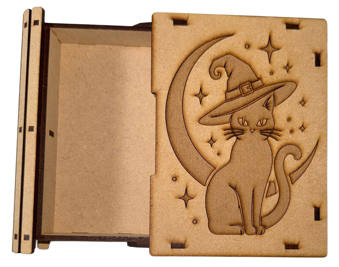 Witch’s Cat and Moon Wooden Book Box