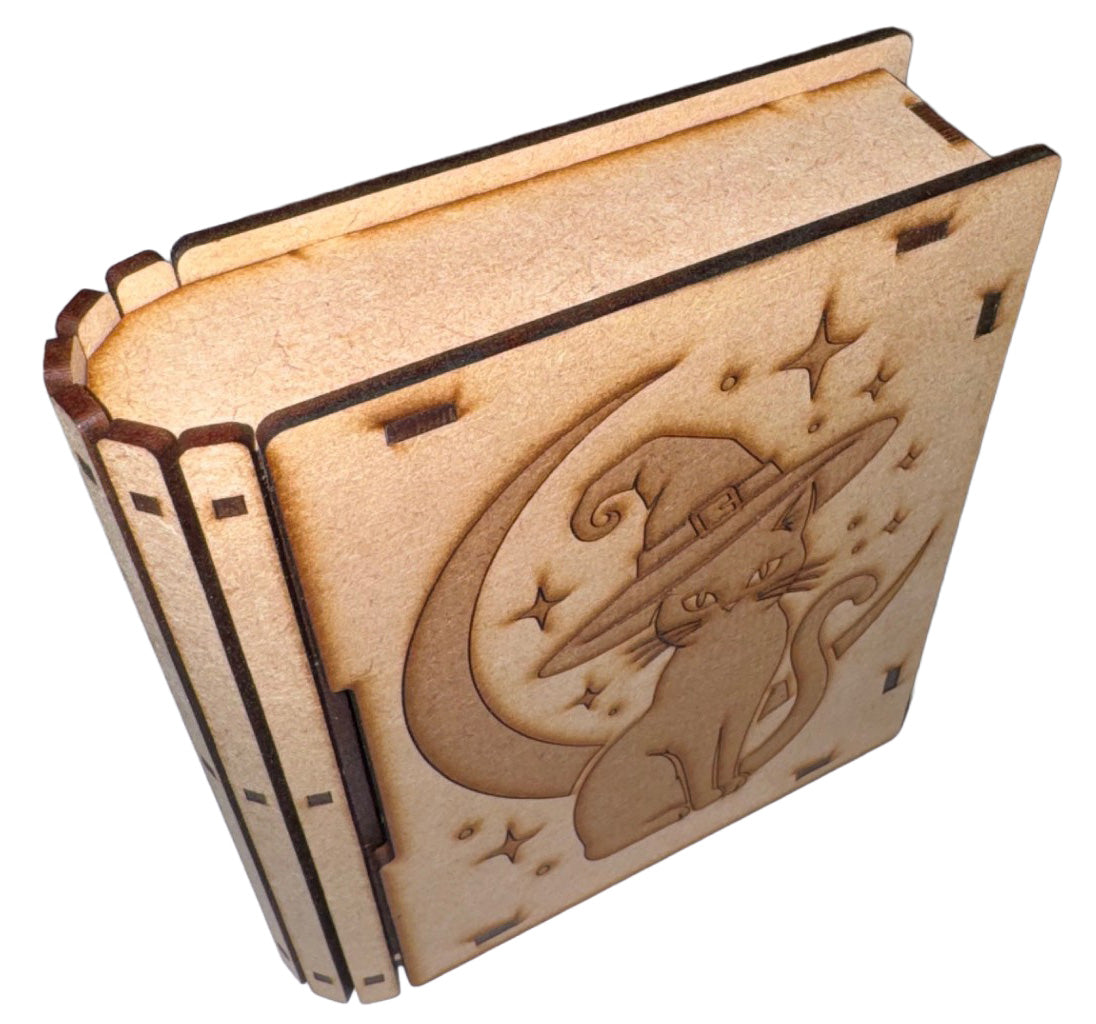 Witch’s Cat and Moon Wooden Book Box