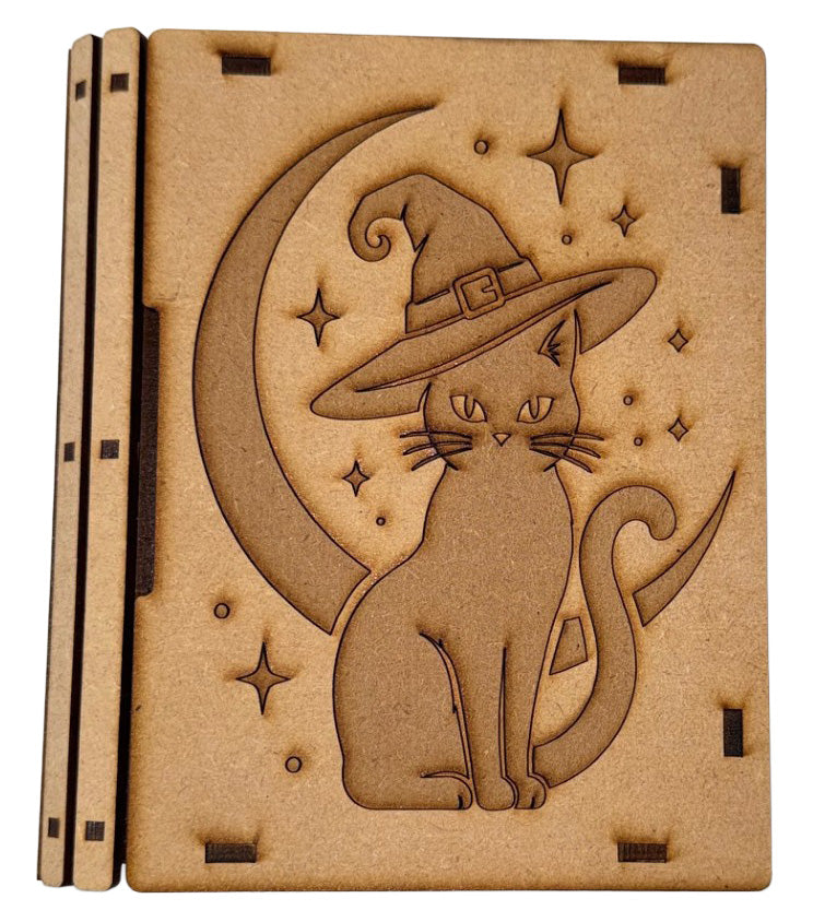 Witch’s Cat and Moon Wooden Book Box